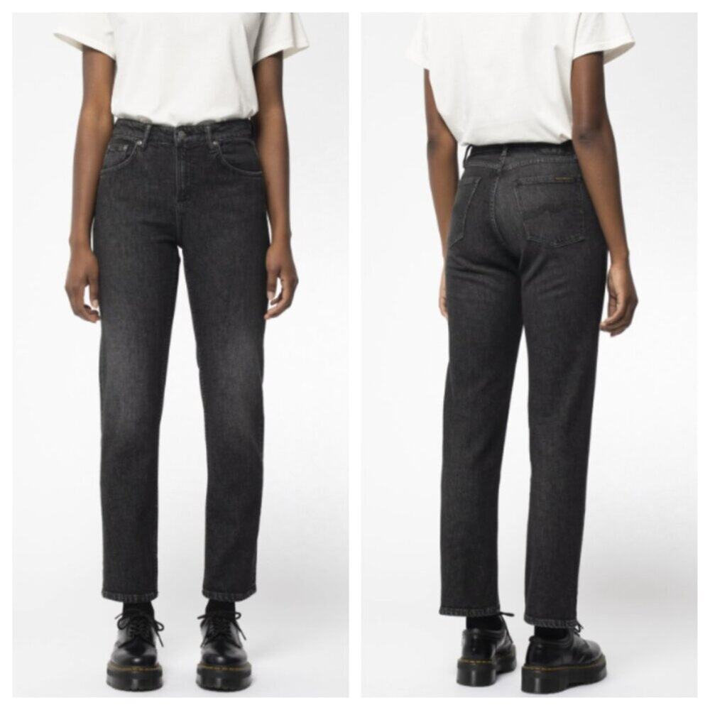 Nudie Jeans Women's Straight Sally Jean Pixelated Grey Size 34